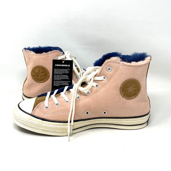 Converse Chuck 70 Shoes High Top Suede Fur Navy Pink Men’s Size Sneakers 166319C - Picture 2 of 10